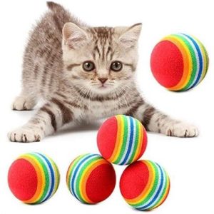 Buffer® 3lü Gökkuşağı Sünger Kedi Köpek Çiğneme Oyun Topu 4