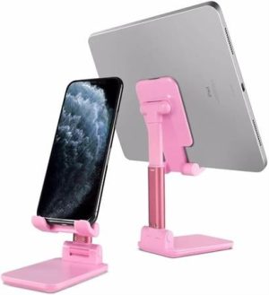 BUFFER® Pembe Aynalı Cep Telefonu Sabitleyici Stand Katlanabilir Ayarlanabilir Telefon Standı