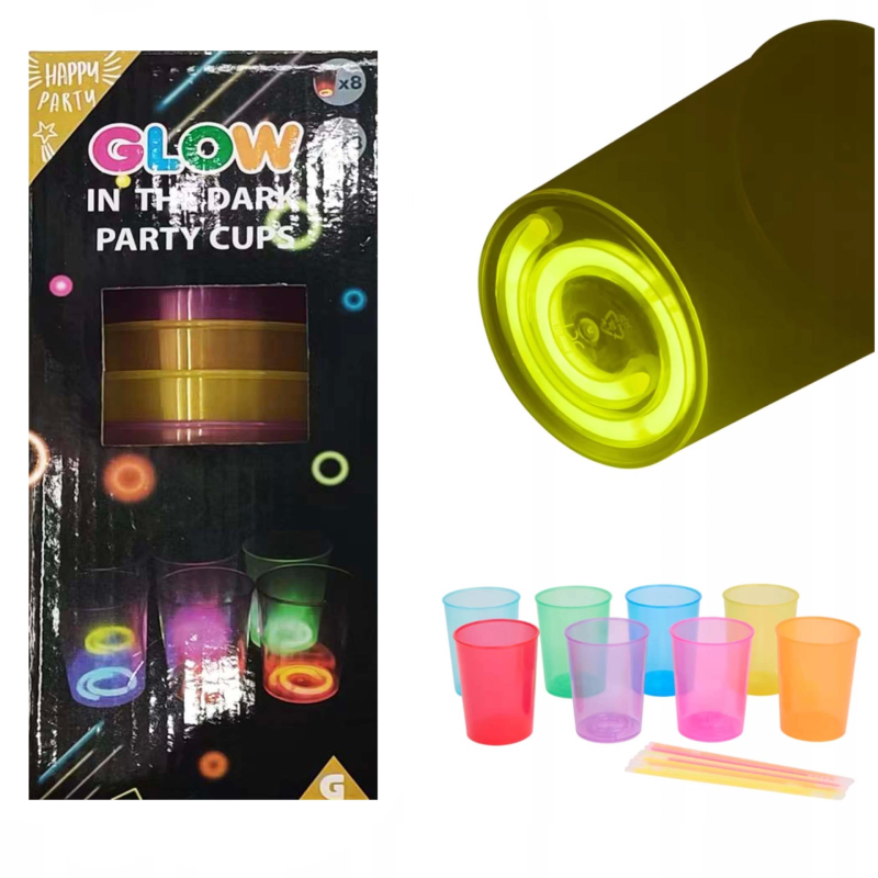 Karanlıkta Yanan Gece Işığı Mega Glow Bardaklar 8 Adet 8.5 X 10.5 Cm - Görsel 3