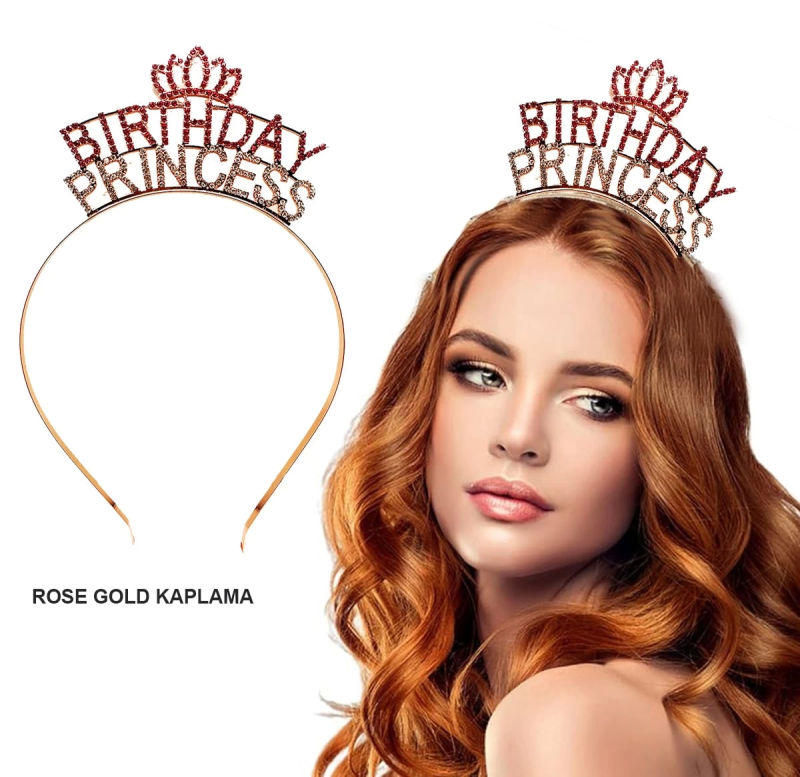 Birthday Princess Kristal Taç – Rose Gold Kaplama