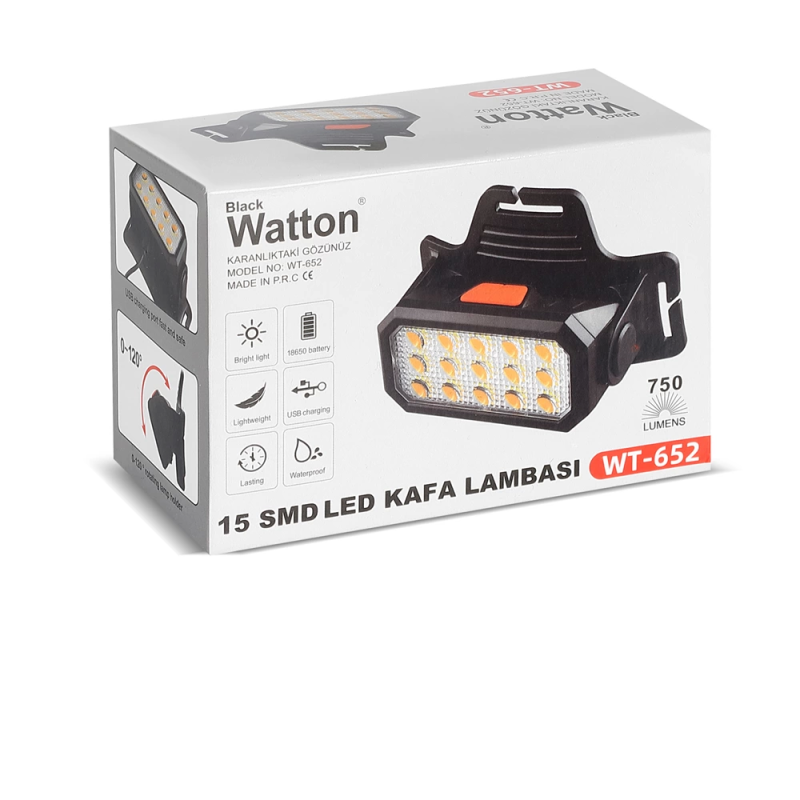 15 Ledli Sarı / Beyaz Şarjlı Kafa Lambası  Wt-652 - Görsel 2