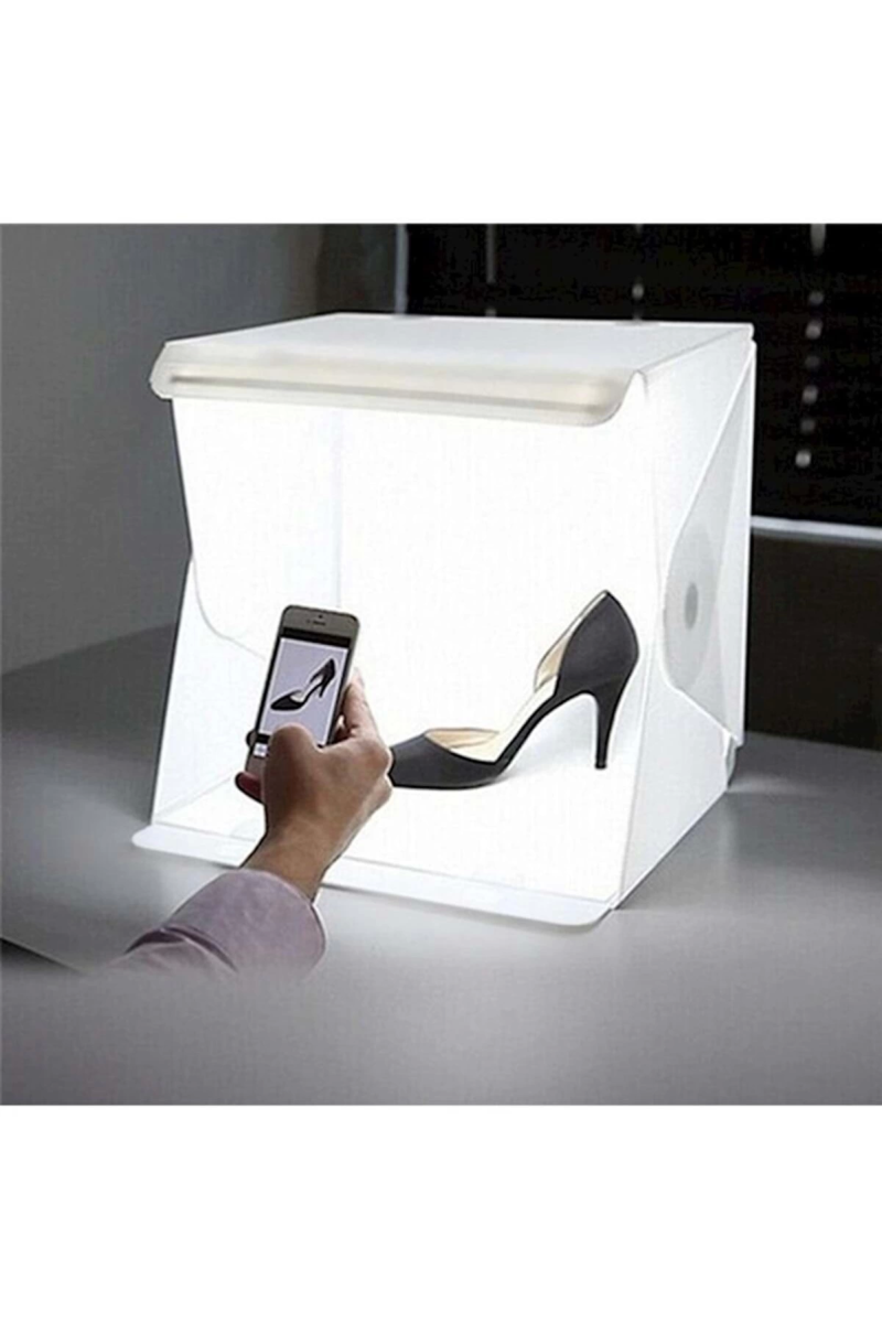 20 X 20 Cm Profesyonel Stüdyo Led Işıklı Çift Sıra Ürün Fotoğraf Çekim Çadırı - Görsel 2