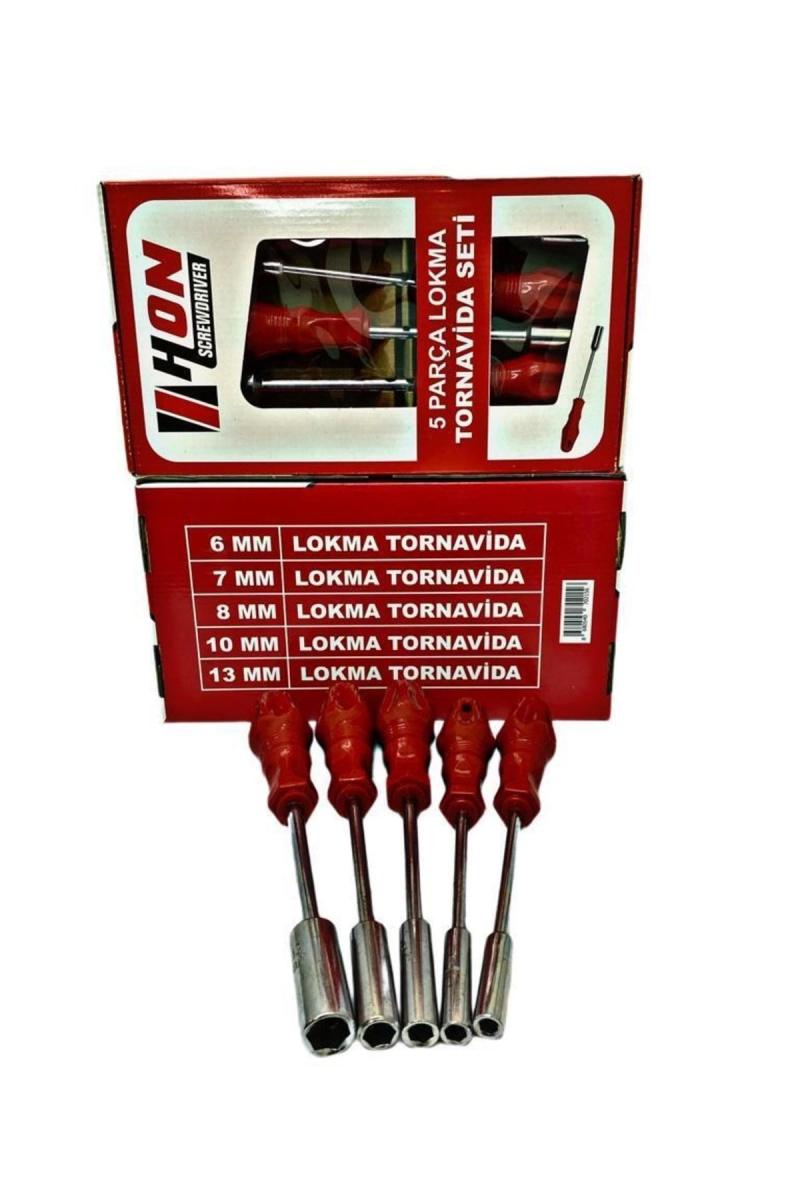5 Adet Lokma Anahtar Tornavida 6/7/8/10/13/mm Metal Altıgen - Görsel 2
