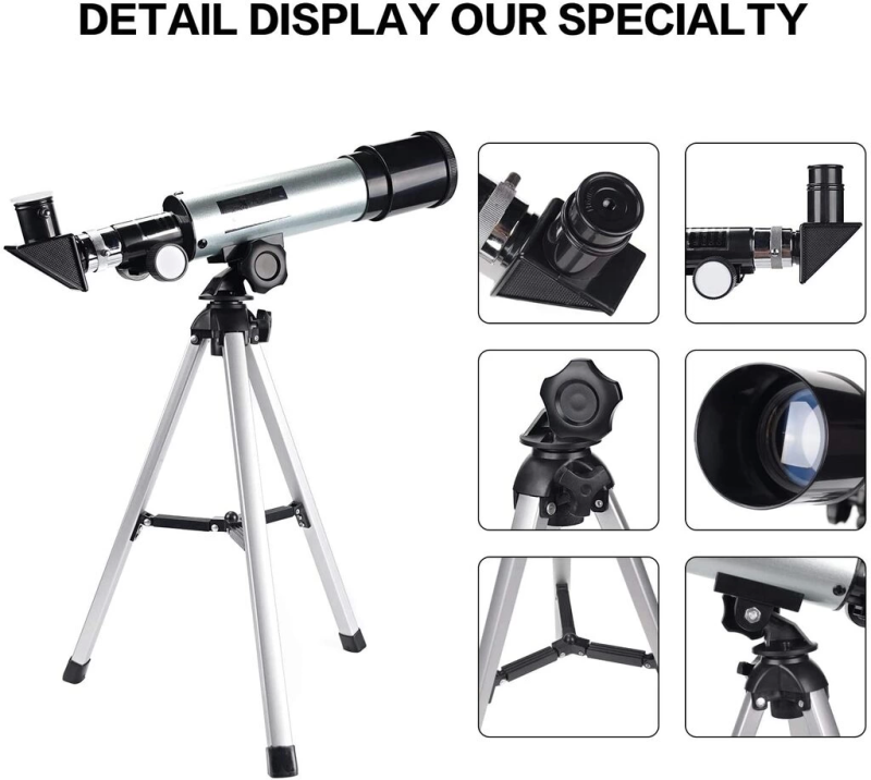 50x360 Mini Teleskop Kara Uzay Teleskobu Aliminyum Gövde Tripodlu - Görsel 2