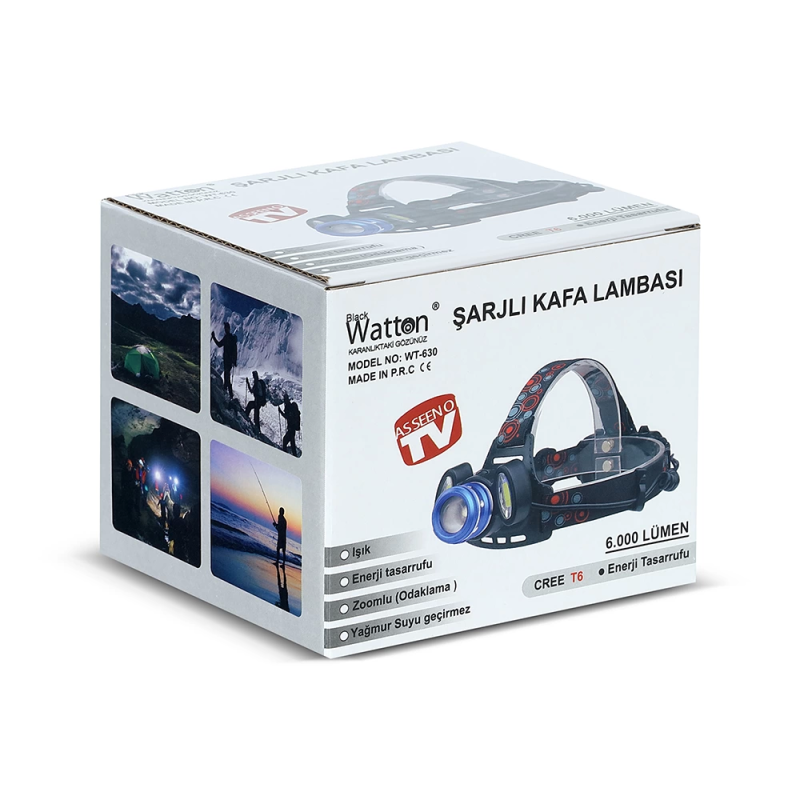 6000 Lümen 3 Başlık Şarjlı Kafa Lambası  Wt-630 - Görsel 5