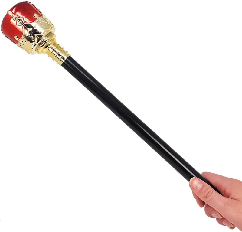 Altın Renk 60 Cm Kral Tacı Kraliyet Tacı Ve Kırmızı Topuzlu Kral Asası Seti - Görsel 3