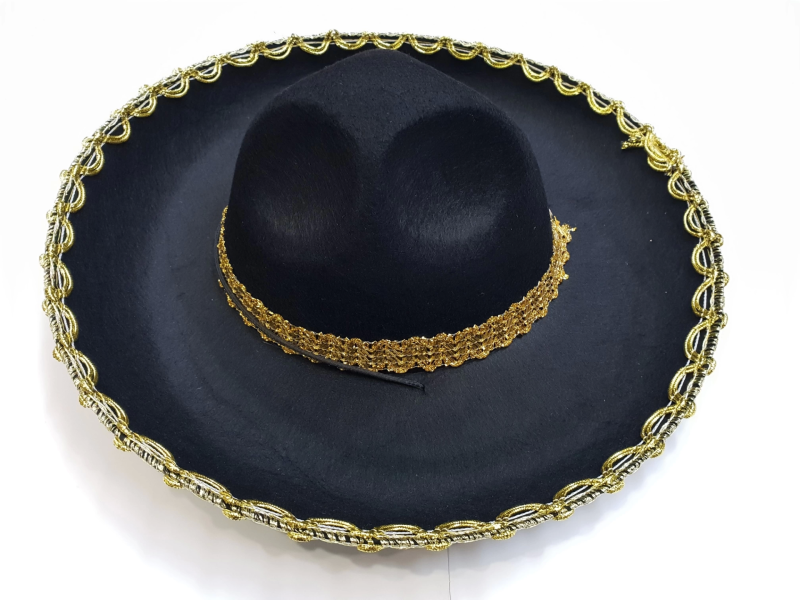 Altın Renk Şeritli Meksika Mariachi Latin Şapkası 55 Cm Çocuk - Görsel 2