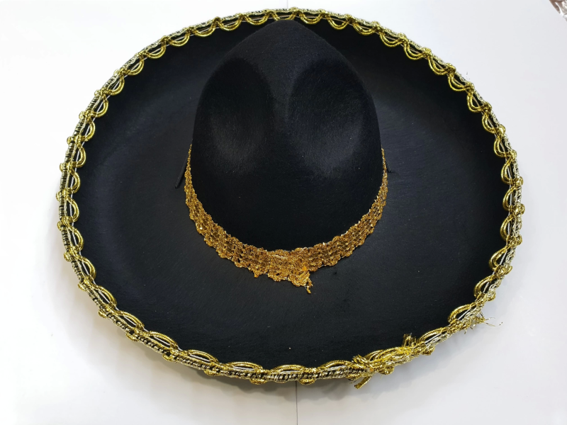 Altın Renk Şeritli Meksika Mariachi Latin Şapkası 55 Cm Çocuk - Görsel 4