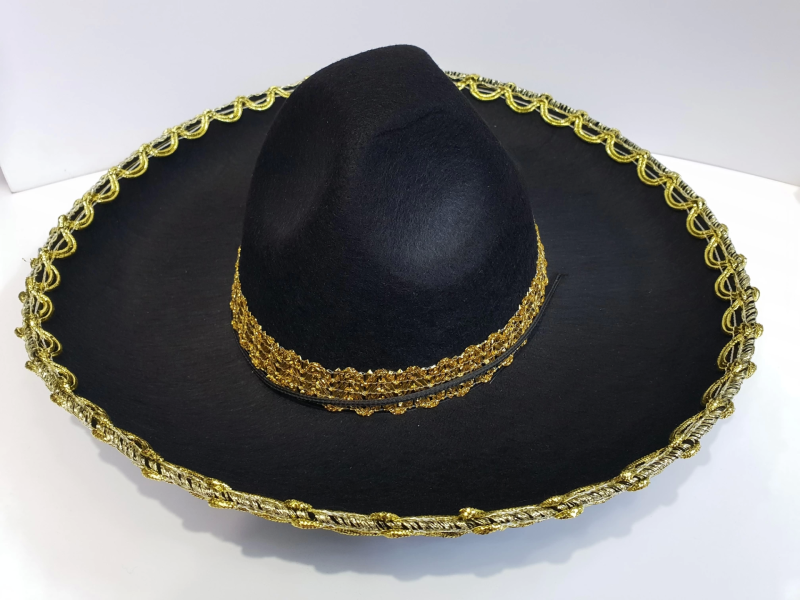 Altın Renk Şeritli Meksika Mariachi Latin Şapkası 55 Cm Çocuk - Görsel 5