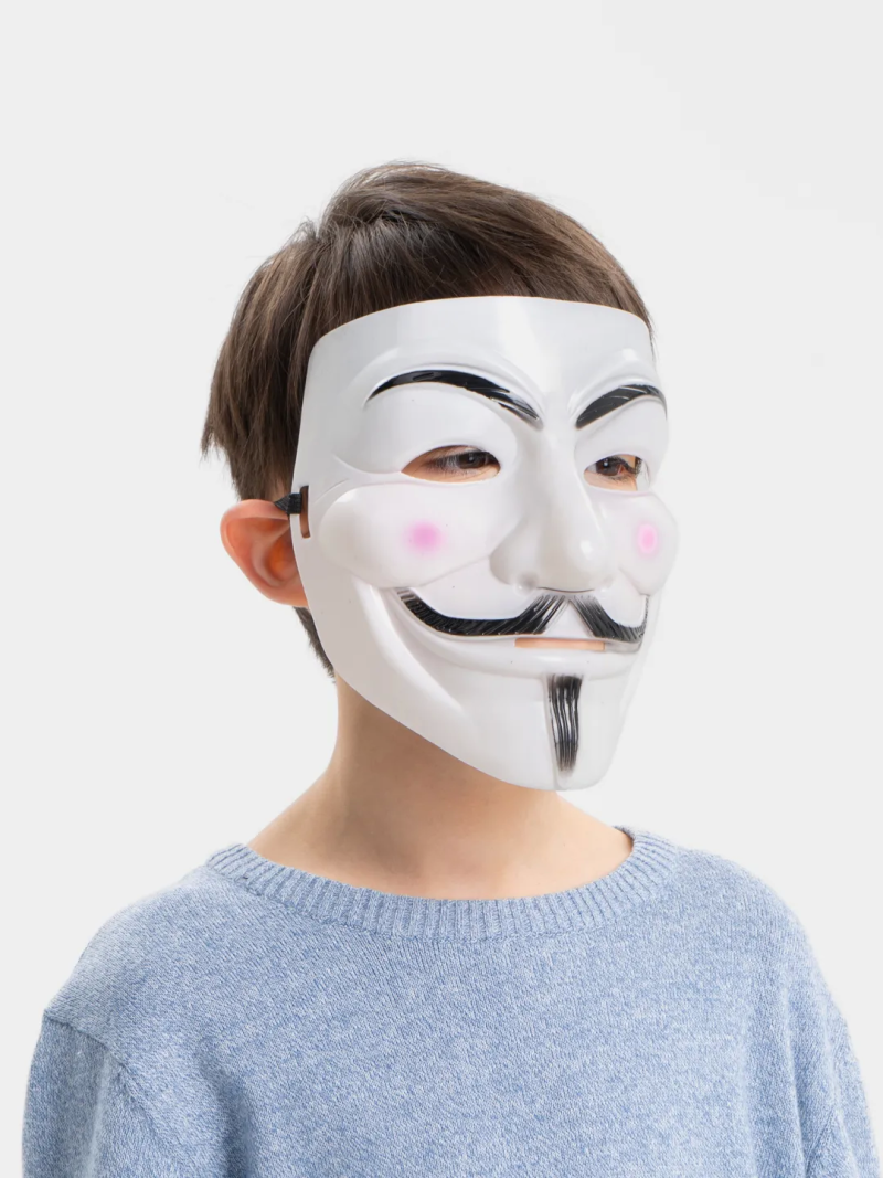 Beyaz Renk Pembe Yanaklı İthal V For Vendetta Maskesi - Görsel 3