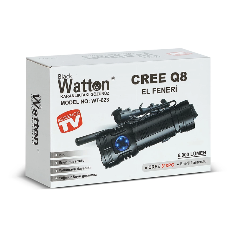 Cree Q8- Xpg 8+1 Led  Şarjlı El Feneri  Wt-623 - Görsel 4