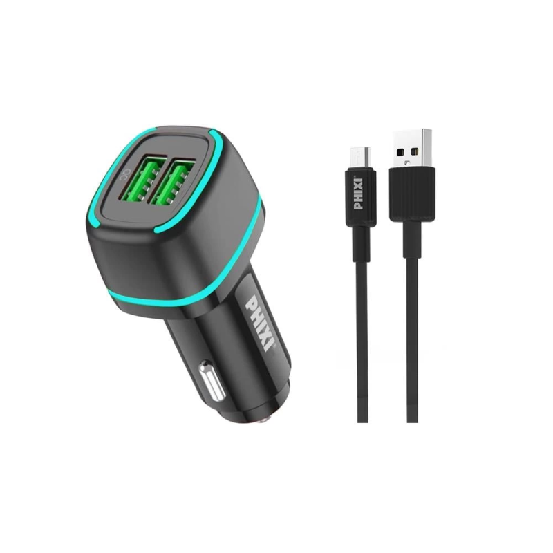 Force Qcc571m Çift Çıkışlı Fast Micro Usb Kablolu Araç Şarj Cihazı - Görsel 2