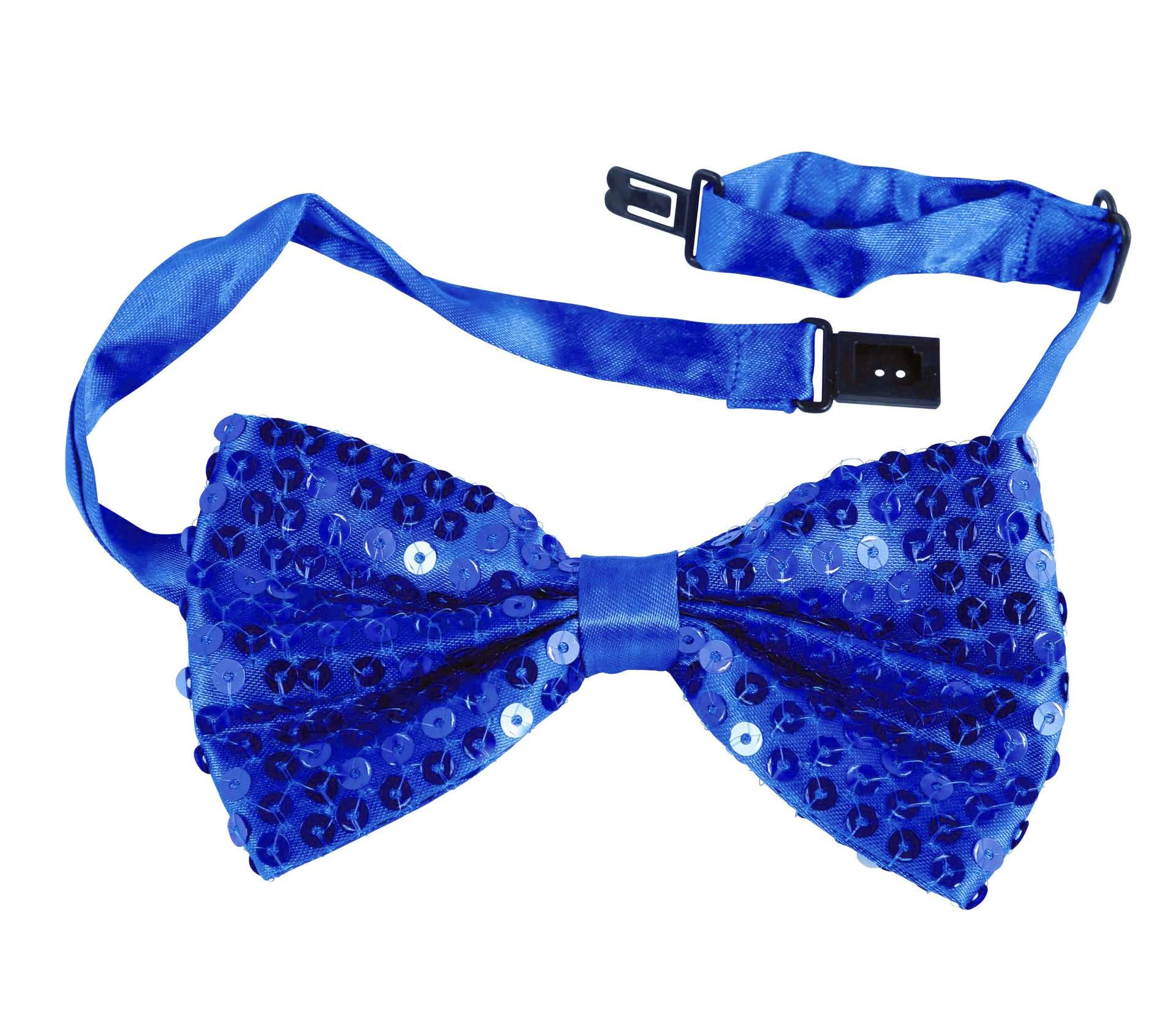 Gece Işıltısı Mavi Payetli Pullu Papyon 7x2 Cm - Görsel 3