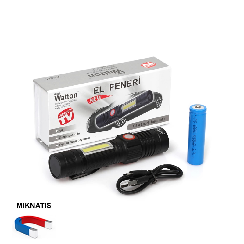 Geniş Açılı P50 Led Şarjlı El Feneri  Wt-601 - Görsel 4