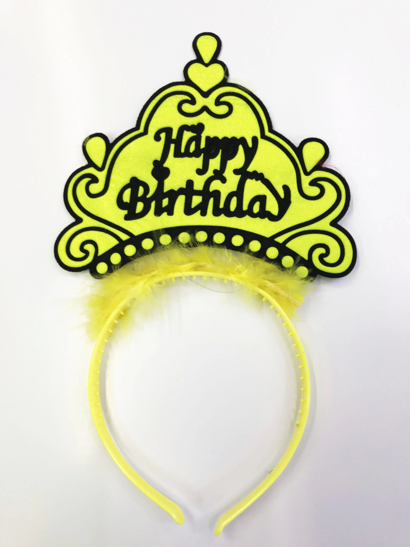 Happy Birthday Yazılı Neon Renk Taç 12 Adet - Görsel 3