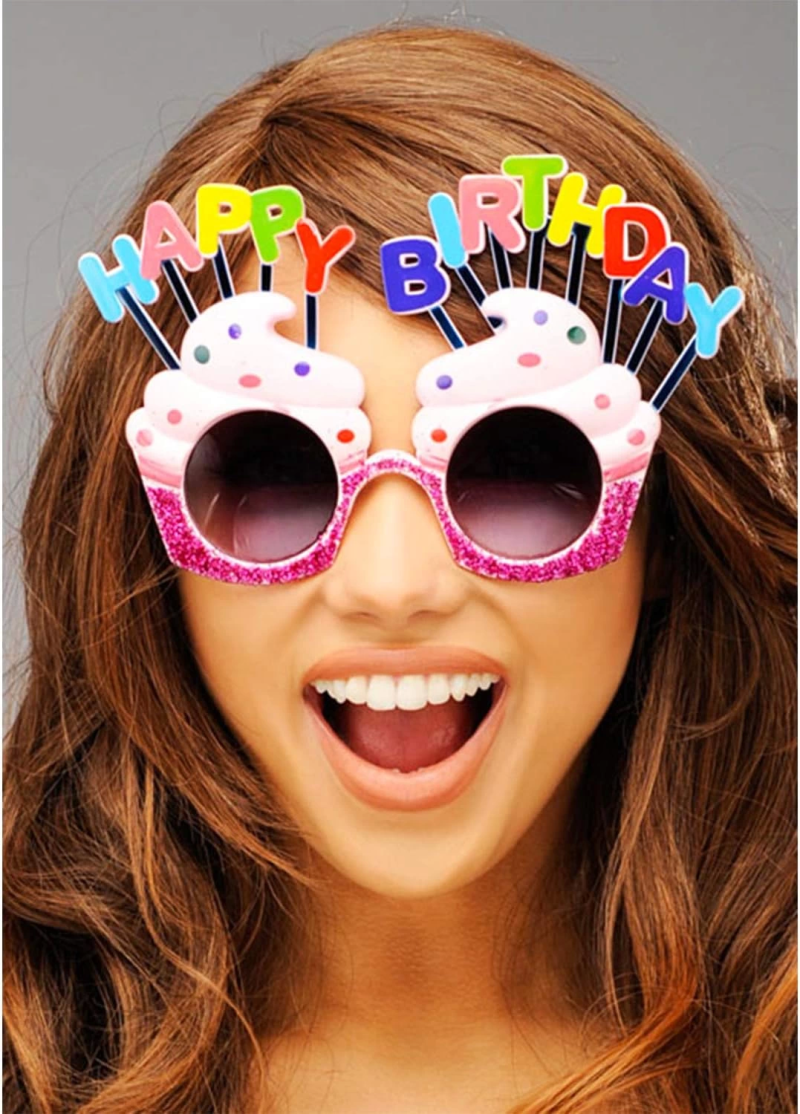 Happy Birthday Yazılı Pembe Fuşya Renk Parti Gözlüğü 12x7 Cm - Görsel 2