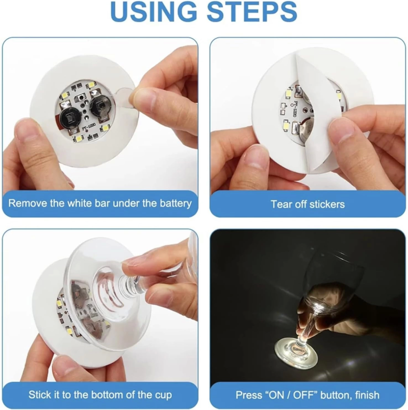 Işıklı Yapışkanlı Bardak Altı Aparatı Ledli 3 Modlu 6 Cm Çap 1 Adet - Görsel 5