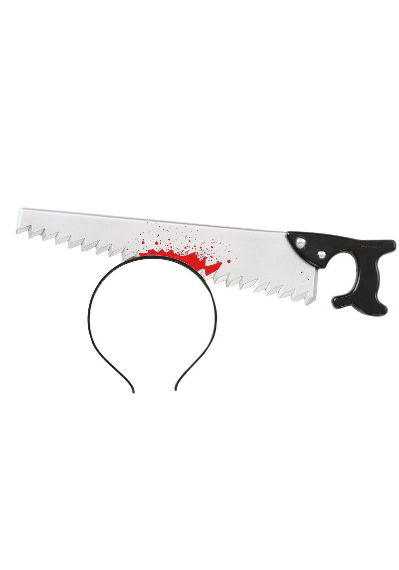 Kafaya Saplanmış Halloween Kanlı Testere Şaka Tacı - Görsel 5