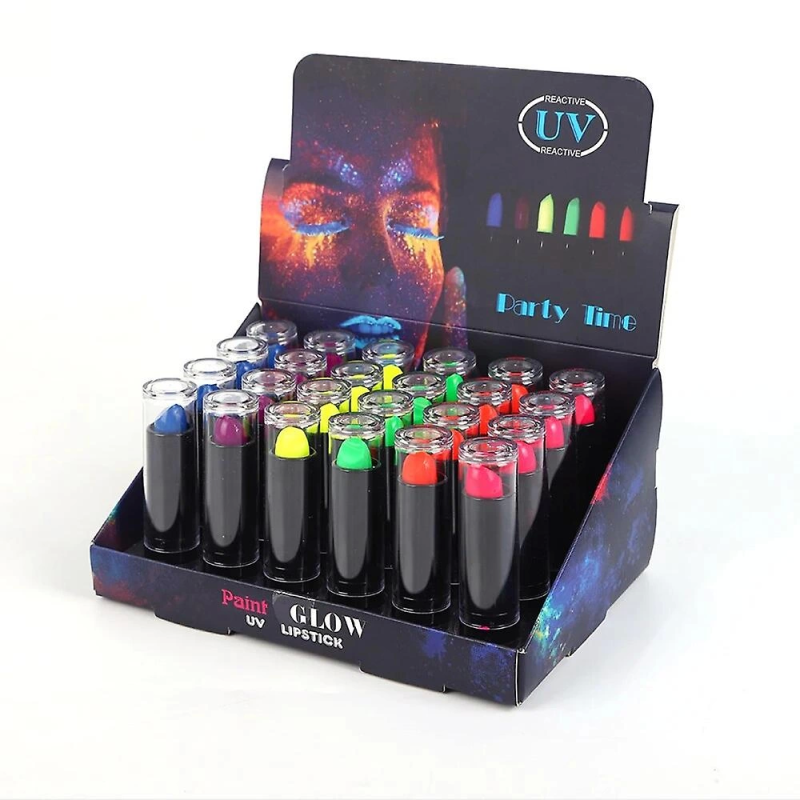 Karanlıkta Parlayan Yanan Uv Neon Ruj Yüz Boyama 6 Adet 6 Renk - Görsel 5