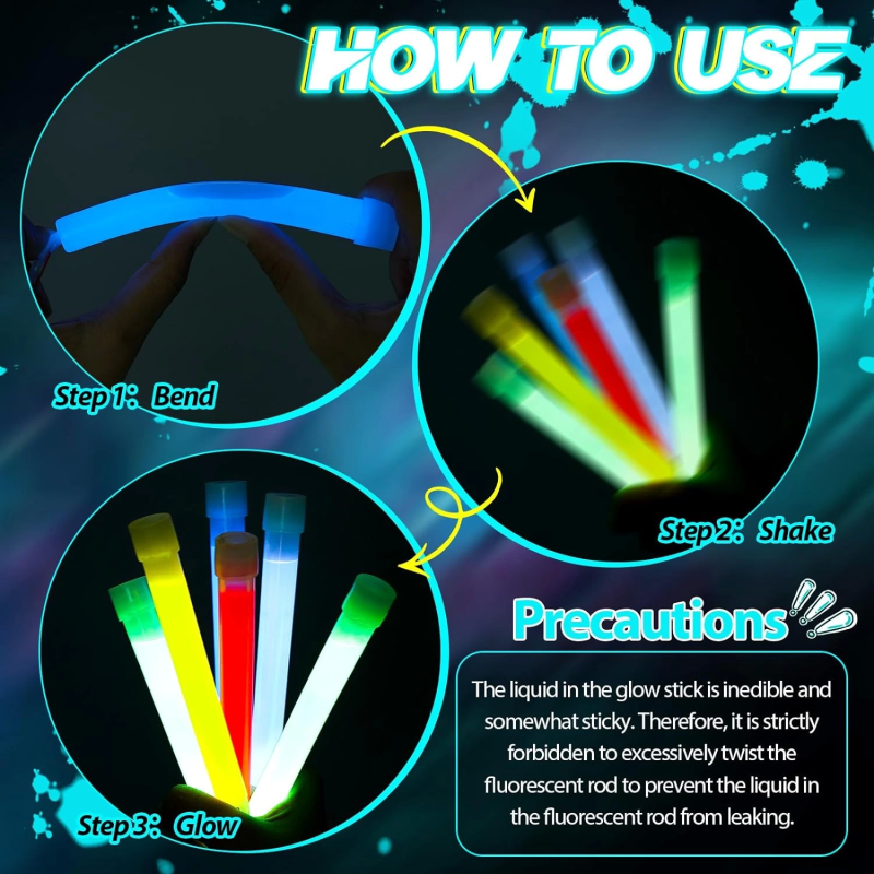 Karanlıkta Yanan Asılabilir İp Aparatlı Glow Stick Kolye Glow Stick Lamba 6 Adet 6 Renk 15 Cm - Görsel 4