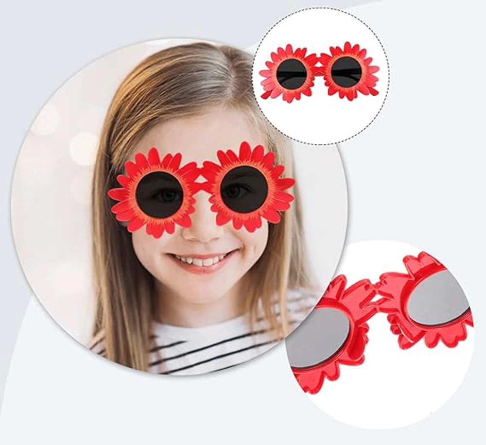 Kırmızı Renk Papatya Şekilli Parti Gözlüğü 18x10 Cm - Görsel 2