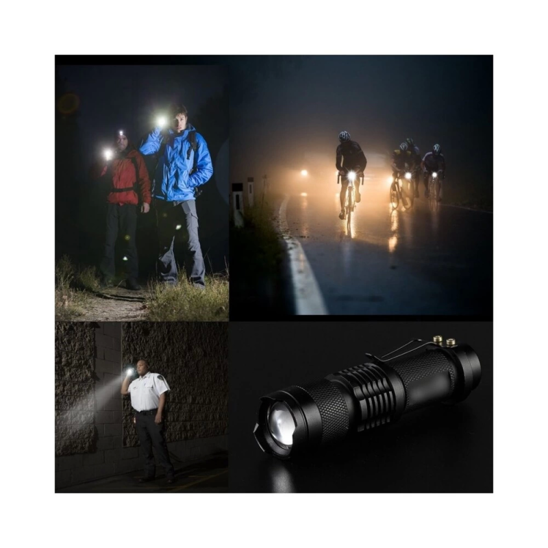 Km-87 Polis Tipi Zoomlu Şarjlı Metal Dağ Kamp Cep Feneri Cree Led 2300 Lumens - Görsel 2