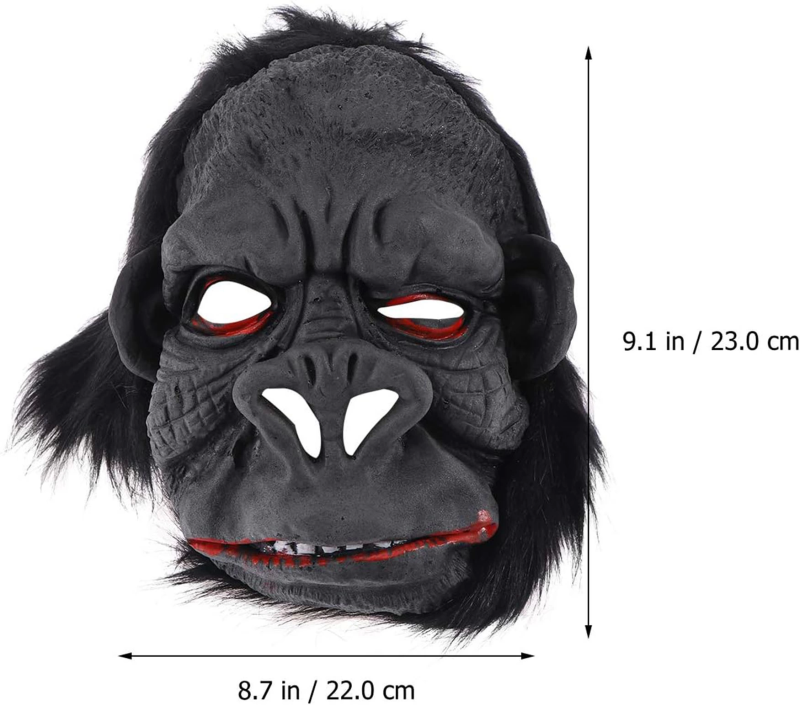 Lateks Goril Maskesi Maymun Maskesi Et Maskesi Orangutan Siyah Saçlı 1 No - Görsel 4