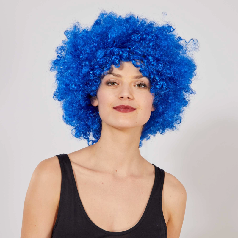 Mavi Renk Kıvırcık Afro Bonus Peruk - Görsel 2
