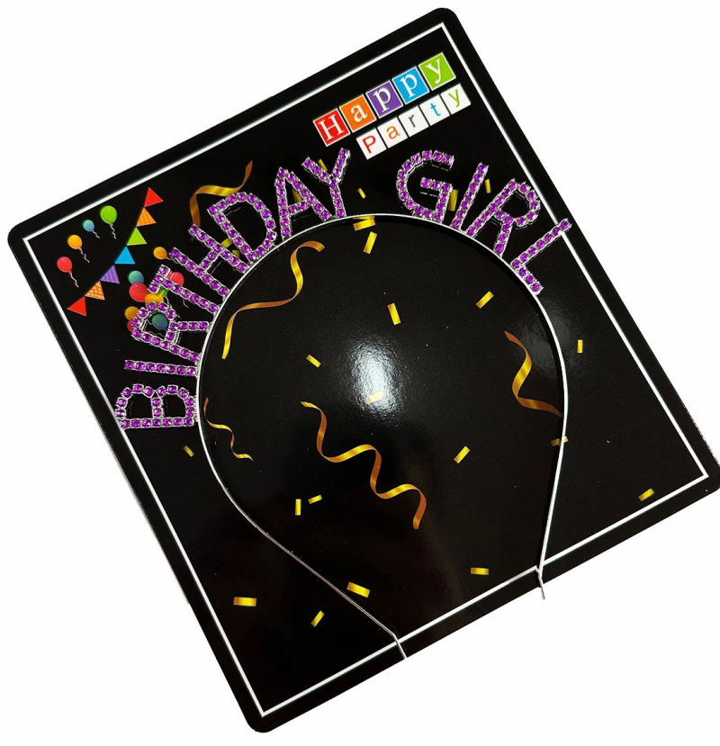 Mor Renk Kristal Taşlı Parlak Birthday Girl Yazılı Taç 16x17 Cm - Görsel 4