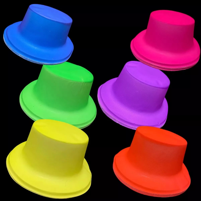 Neon Partisi Pembe Renk Plastik Fötr Şapka - Görsel 4