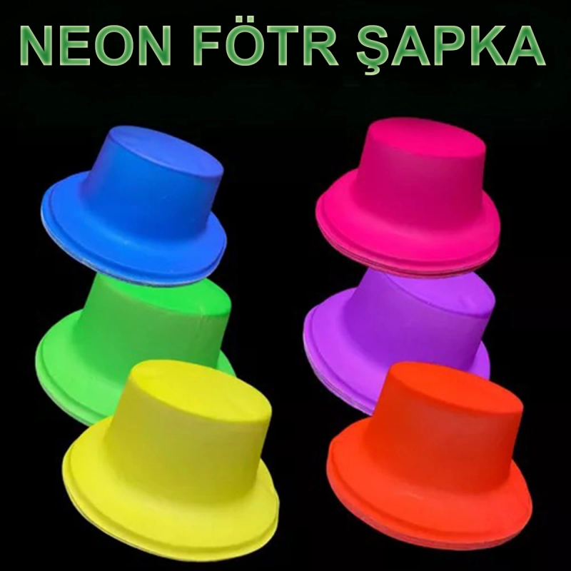 Neon Partisi Turuncu Renk Plastik Fötr Şapka - Görsel 2
