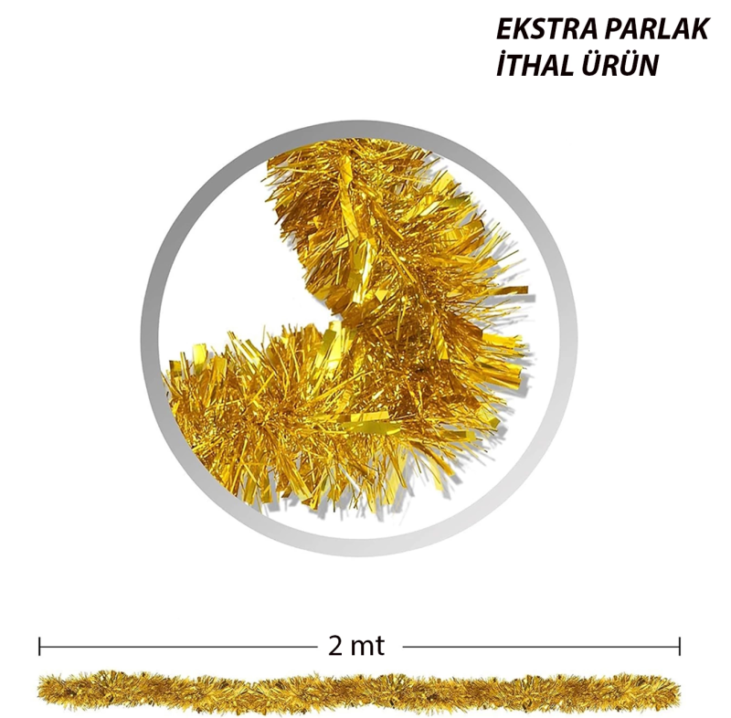 Parti İçin Sim Süs 2 Metre Uzunluk 8 Cm Genişlik Altın Renk İthal - Görsel 2