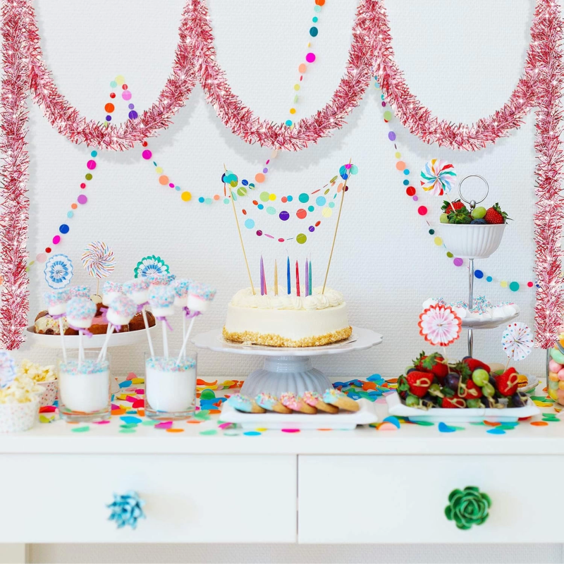 Parti İçin Sim Süs 2 Metre Uzunluk 8 Cm Genişlik Pembe Renk İthal - Görsel 4