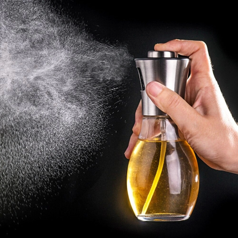 Paslanmaz Çelik Başlıklı Cam Spray Yağdanlık - Görsel 2