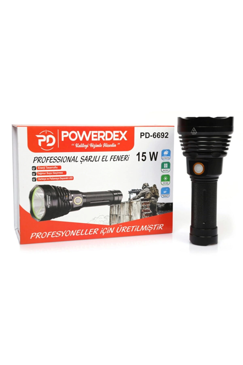 Pd-6692 15 Watt 1000 Lümen Profesyonel Şarjlı El Feneri - Görsel 2