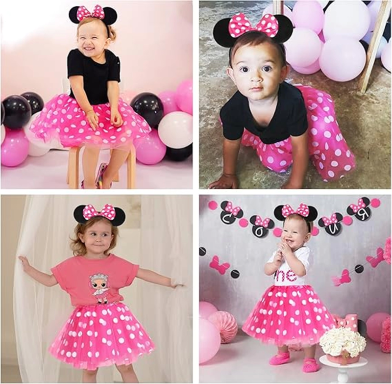 Pembe Fiyonklu Minnie Mouse Tacı Mini Kulak - Görsel 5