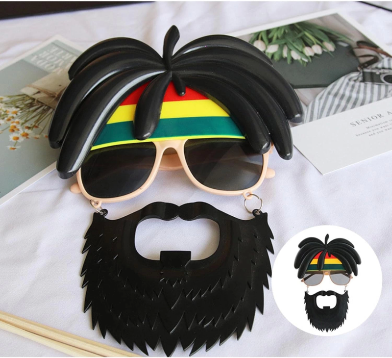 Rasta Peruklu Rasta Sakallı Bob Marley Bıyıklı Parti Gözlüğü 27x18 Cm - Görsel 4