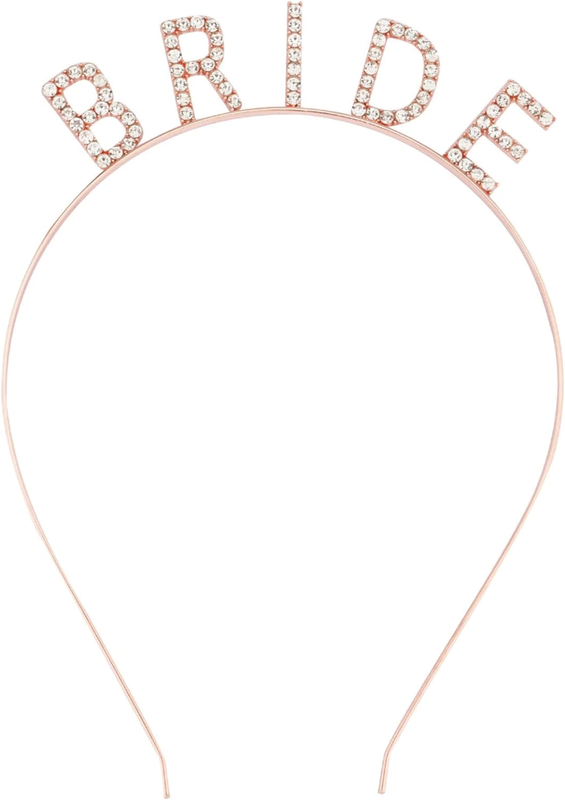 Rose Gold Renk Bekarlığa Veda Kristal Taş Bride Tacı İthal 16x10 Cm - Görsel 2
