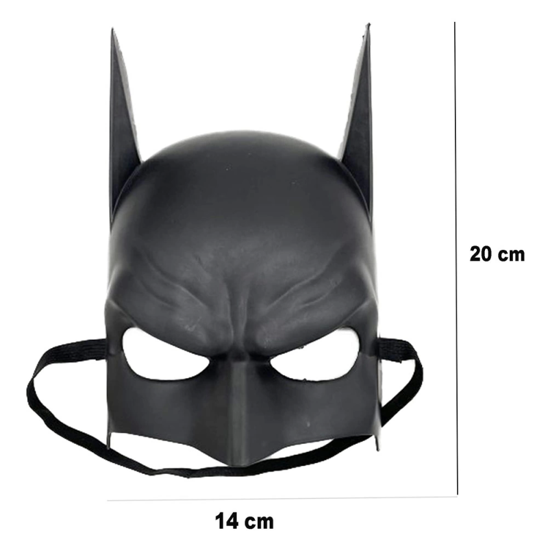 Siyah Renk Çocuk Boy Arkadan Lastikli Batman Maskesi A Kalite  20x14 Cm - Görsel 2