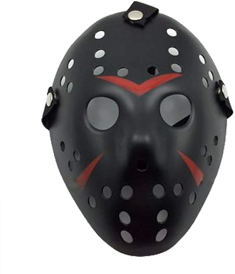 Siyah Renk Kırmızı Çizgili Tam Yüz Hokey Jason Maskesi Hannibal Maskesi - Görsel 4