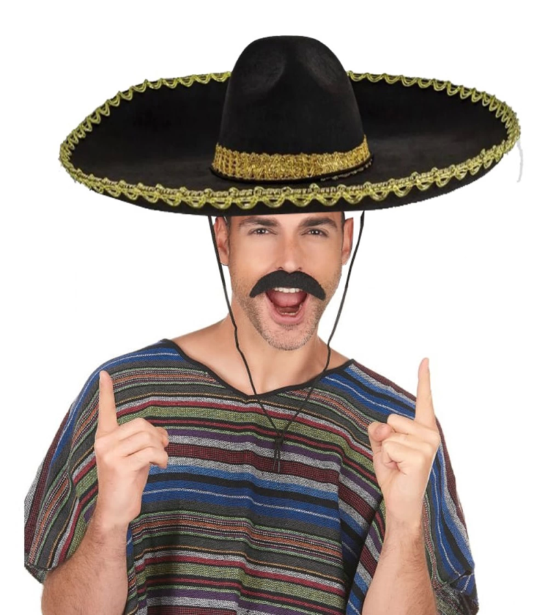 Sombrero Meksika Şapkası Mariachi Altın Şeritli Yetişkin Boy - Görsel 4