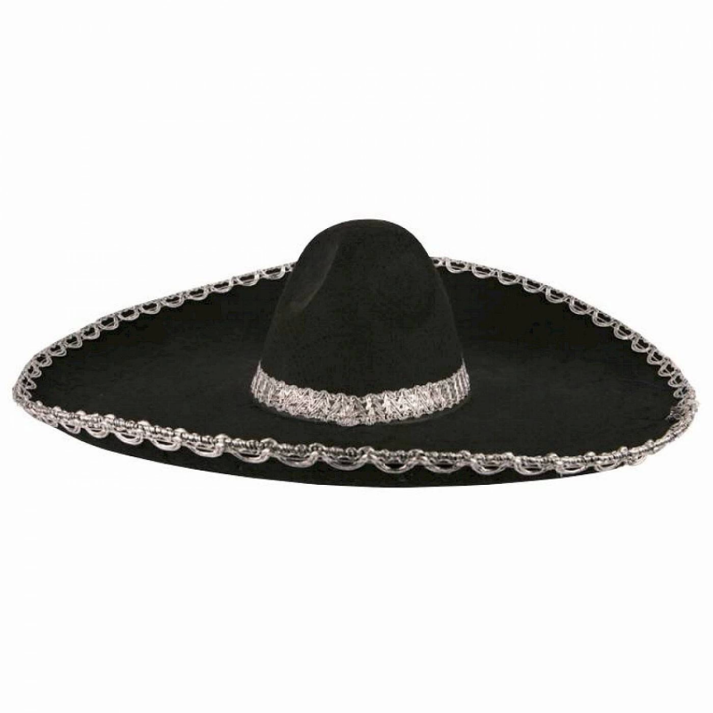 Sombrero Meksika Şapkası Mariachi Gümüş Şeritli Yetişkin Boy - Görsel 2