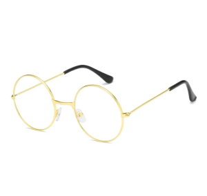 Yulak Cam John Lennon Tarzı Hippi İmaj Gold Çerçeveli Şeffaf Gözlük