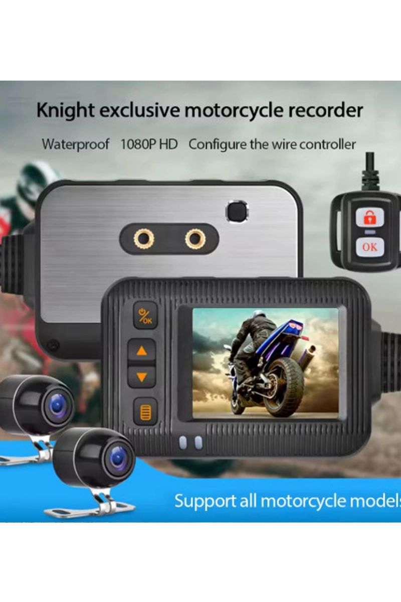 2 İnç Ekran 1080p Motosiklet Ön Ve Arka Görüş Kamerası Kumandalı Gidon Baglantılı - Görsel 4