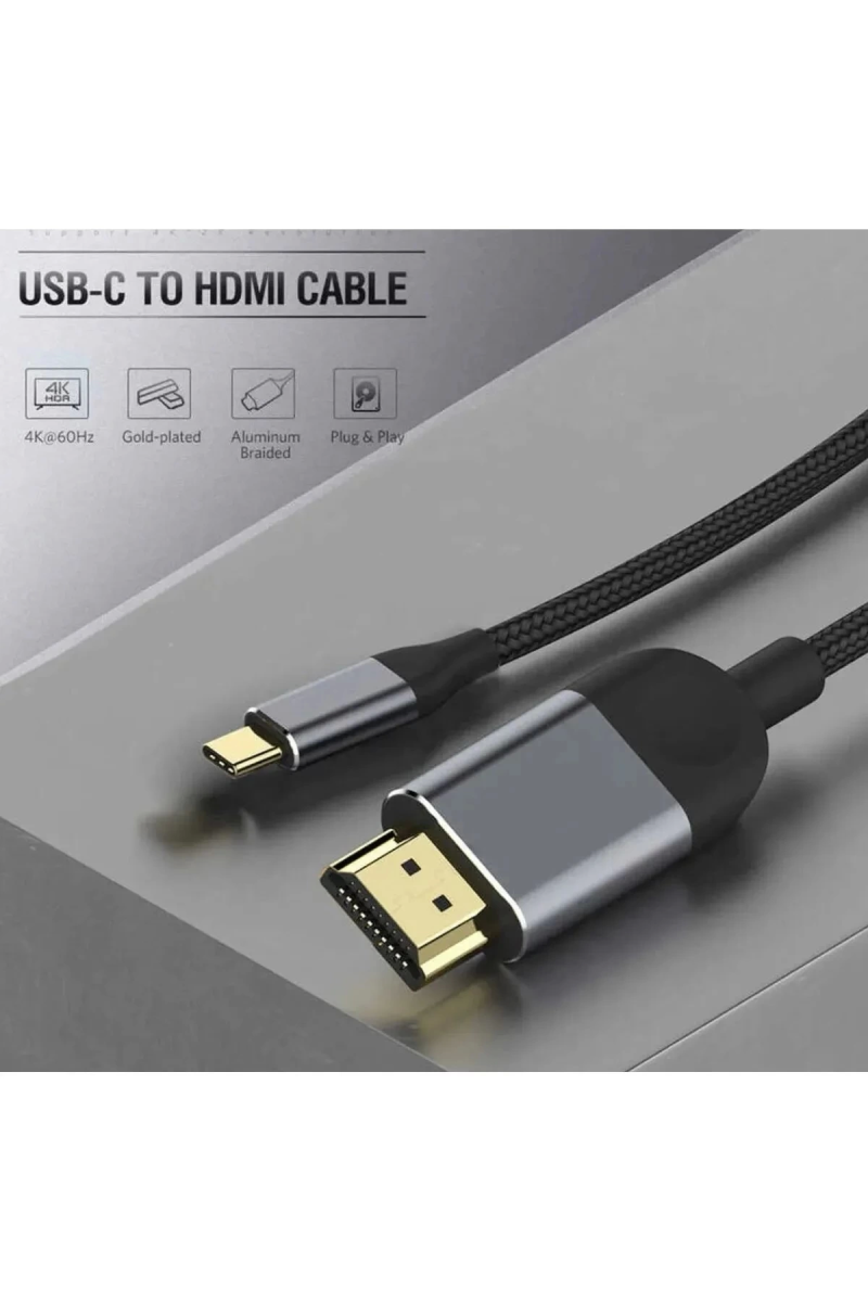 3 Metre 8 Gbps Hız 4k/30 Hz Type C To Hdmı Çevirici Dönüştürücü Tv Telefon Pc Hasır Bağlantı Kablosu - Görsel 3