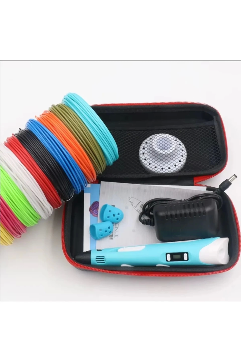 3d Pen Üç Boyutlu Yazıcı Kalem Printer (12 Adet 3 Metre Filament -36 Metre Led Ekranlı Adatörlü - Görsel 4