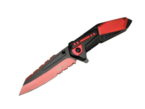 4173 Kırmızı Kamp Çakı 21cm - Yarı Otomatik