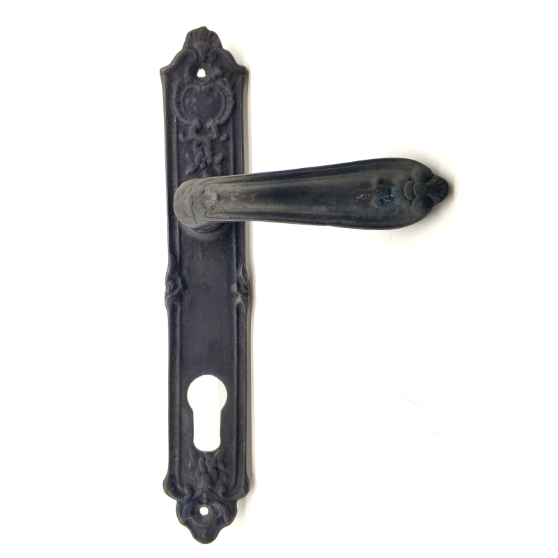 Antika Tarz Dekoratif Pirinç Çiçekli Banyo Kapı Kolu - 240x40 Mm