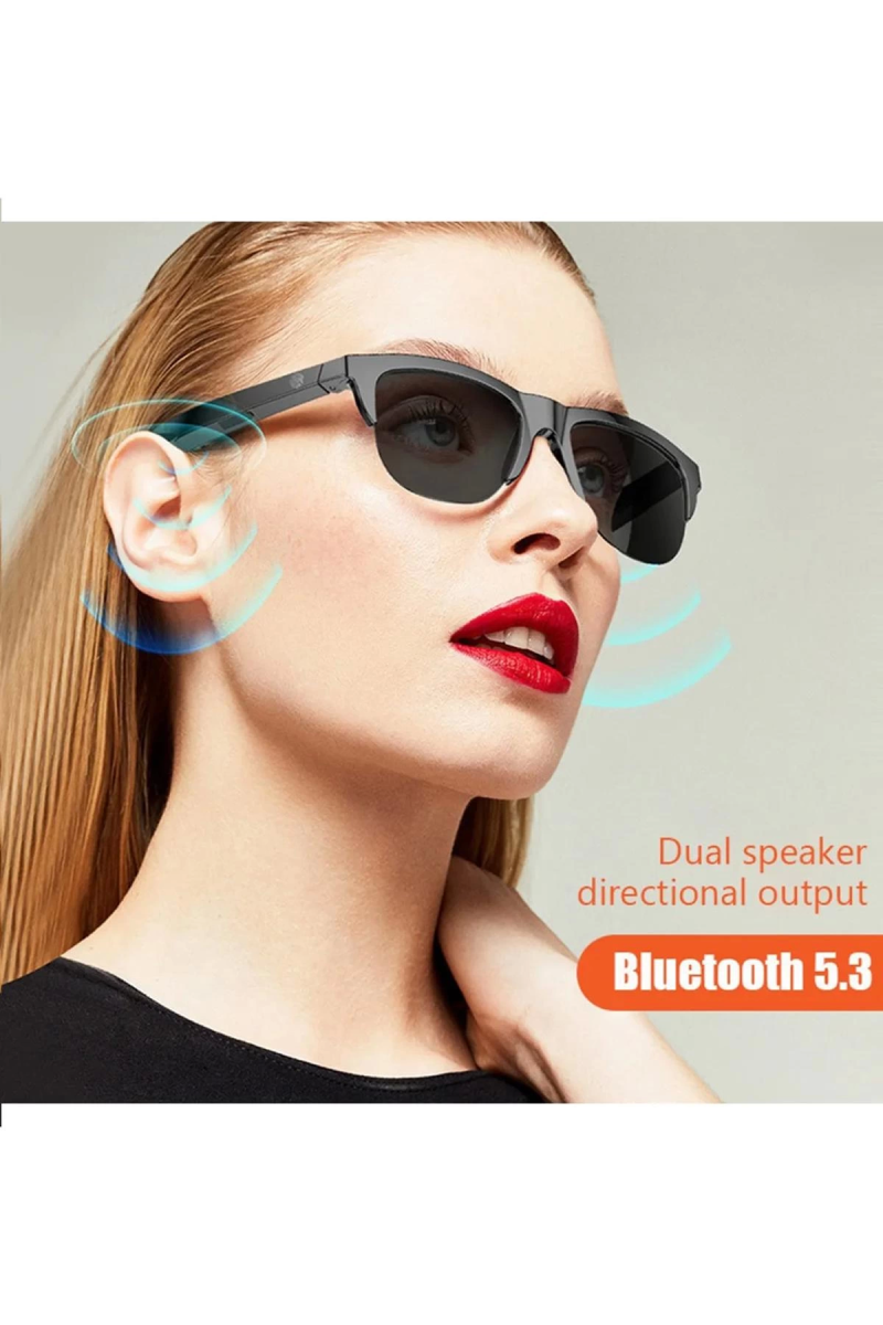 Bluetoothlu Güneş Gözlüğü Kablosuz Işık Geçirmez Akıllı Gözlük Dokunmatik Çift Hoparlörlü - Görsel 3