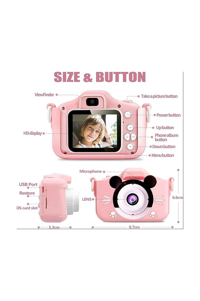 Çocuk Dijital Fotoğraf Makinası 20 Mp Video Kaydedici 2.0 İnç Çift Kameralı - Görsel 2